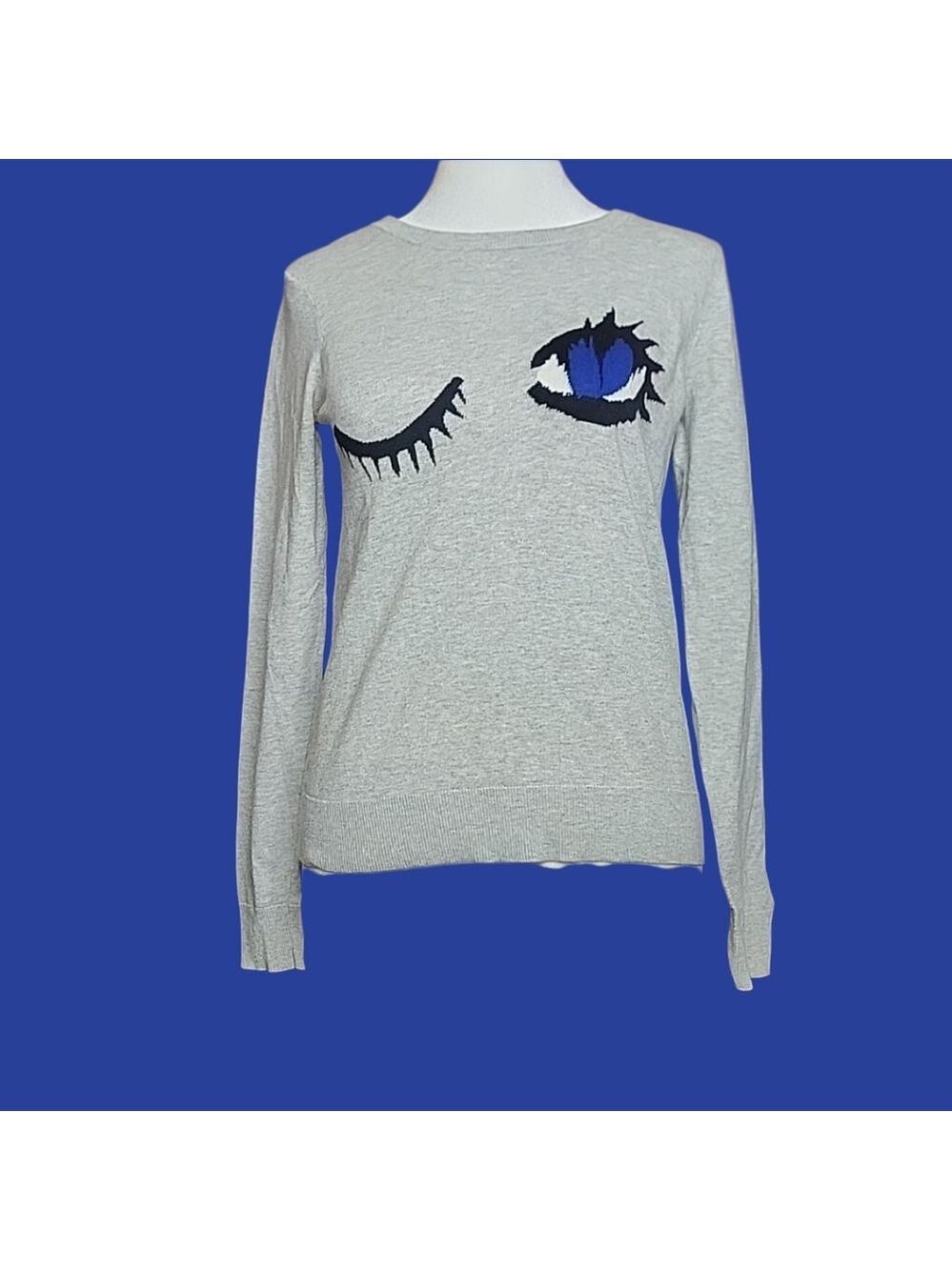 Milly Gray Sweater with Wink Eye Design